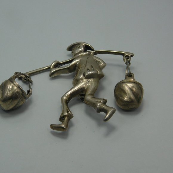 Sterling Brooch A Person Carrying Water Signed - Picture 1 of 4
